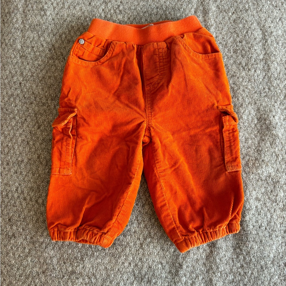 Baby Boden Bright Orange Corduroy Cargo Joggers